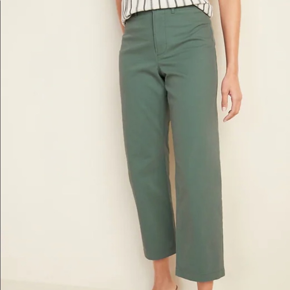 High-Waisted Slim Wide-Leg Chinos